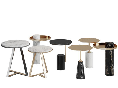 现代轻奢圆形多边形茶几边几