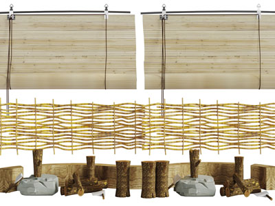 中式民俗卷帘篱笆3d模型 中式民俗卷帘篱笆