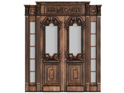 欧式装饰玻璃的雕花实木大门