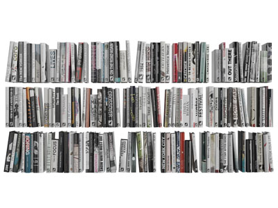 现代三排排列整齐的书籍书本