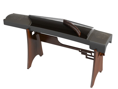 中式古筝乐器3d模型 中式古筝乐器