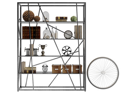 工业风金属装饰置物架车轮