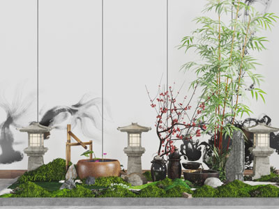 中式花坛竹子草坪灯园艺小品