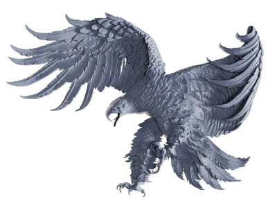 一直飞翔抓食的鹰雕塑雕刻