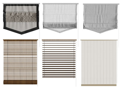 新中式升降布艺窗帘3d模型 新中式升降布艺窗帘