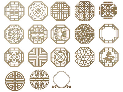 中式八边形窗格雕花构件