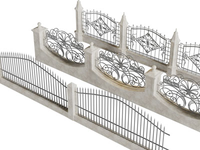 欧式大理石柱铁艺雕花围墙围栏