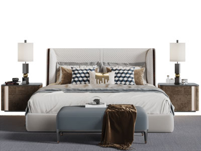 后现代双人床床尾凳