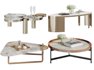 现代轻奢三角形圆形茶几