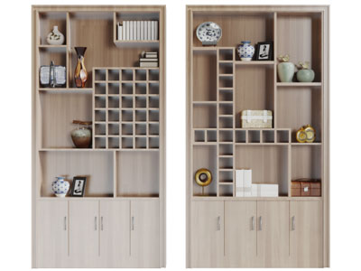 新中式实木装饰柜酒柜3d模型 新中式实木装饰柜酒柜