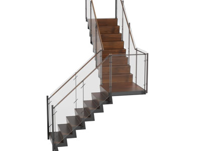 现代玻璃扶手的旋转楼梯3d模型 现代玻璃扶手的旋转楼梯