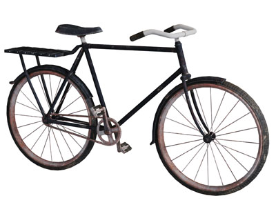 一辆老式的陈旧自行车