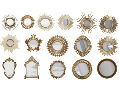 放射雪花雕花造型的装饰镜子