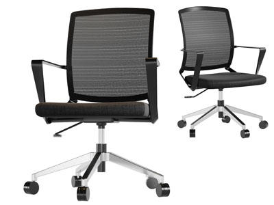 现代黑色镂空靠背的办公转椅