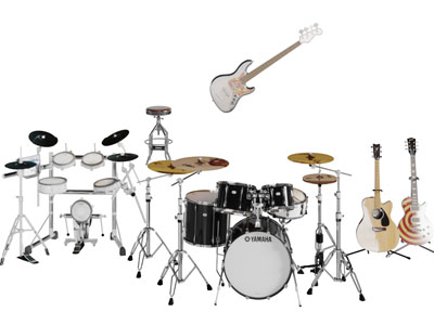 现代舞台爵士鼓电架子鼓吉他乐器3d模型 现代舞台爵士鼓电架子鼓吉他乐器