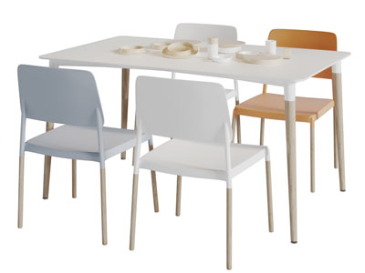 北欧白色餐桌椅组合