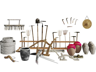 中式民宿农用工具农业设备3d模型 中式民宿农用工具农业设备