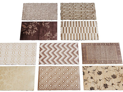 新中式长方形地毯3d模型 新中式长方形地毯