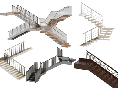 现代实木台阶的旋转楼梯3d模型 现代实木台阶的旋转楼梯