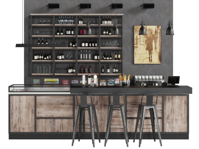 工业风咖啡厅黑色吧台吧椅