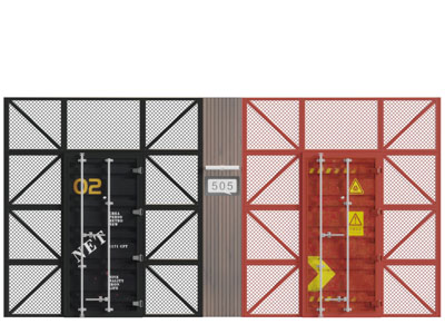 工业风黑色红色金属网门框平开门