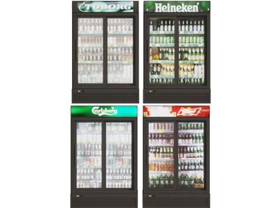 双开门的玻璃饮料冰柜冰箱