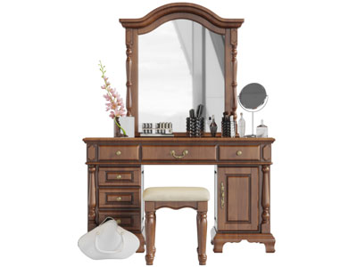 美式实木雕花化妆梳妆台