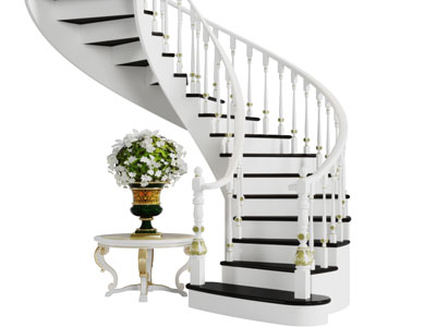 欧式白色旋转楼梯3d模型 欧式白色旋转楼梯