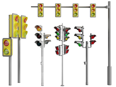 现代十字路口的红绿灯