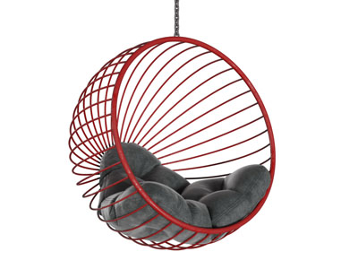 现代红色镂空吊椅