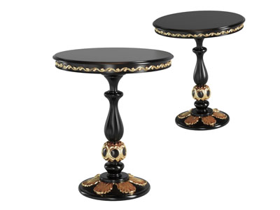 欧式黑色镶金色雕花的茶几边几