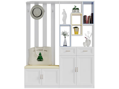 现代白色带卡座的玄关装饰鞋柜