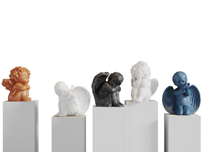 趴在膝头的天使宝宝雕塑雕刻