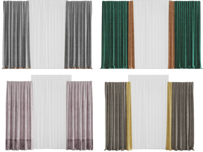 现代金丝绒紫色渐变布艺窗帘窗纱3d模型 现代金丝绒紫色渐变布艺窗帘窗纱