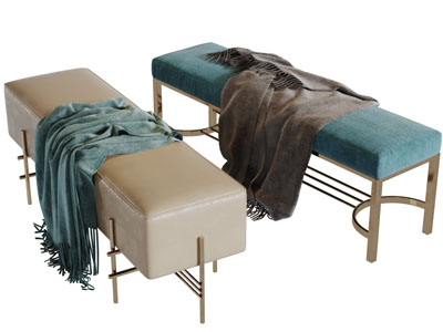 现代轻奢长方形沙发凳