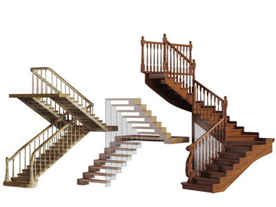 美式实木栏杆旋转楼梯3d模型 美式实木栏杆旋转楼梯