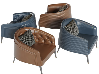 欧式皮革单人沙发3d模型 欧式皮革单人沙发