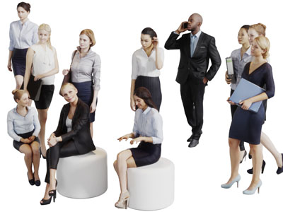 穿着职业装的职业人士多人3d模型 穿着职业装的职业人士多人