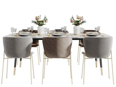 现代轻奢餐桌椅组合