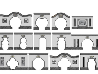 中式仿古拱形门洞的围墙门拱