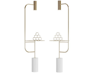 现代轻奢带茶几的落地灯