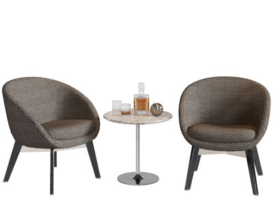 新中式休闲椅子茶几