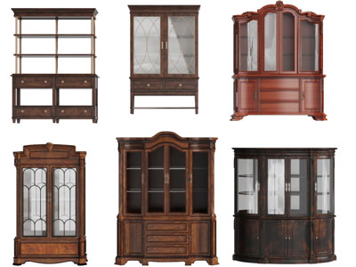 美式实木玻璃柜门的装饰收纳柜