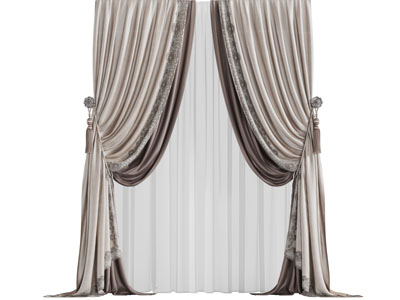 欧式装饰花边的窗帘窗纱3d模型 欧式装饰花边的窗帘窗纱