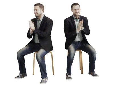 拍手微笑的男人