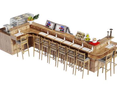 北欧饭店餐馆加长实木吧台吧椅