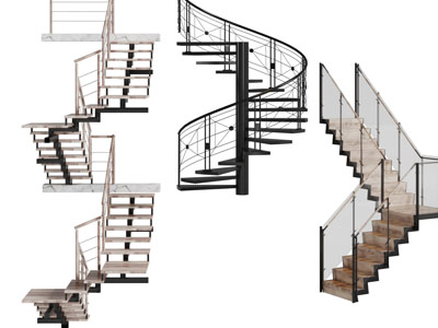 现代旋转楼梯3d模型 现代旋转楼梯