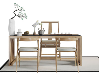 新中式实木茶桌椅组合