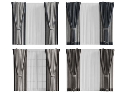 现代窗帘3d模型 现代窗帘