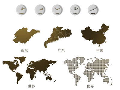 墙面上的世界时间钟表3d模型 墙面上的世界时间钟表